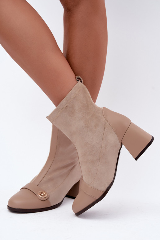 Bottines en cuir pour femmes Klocke Tai turiciejka K7819-04 en sable