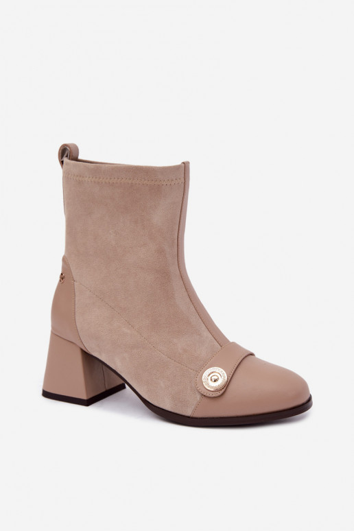 Bottines en cuir pour femmes Klocke Tai turiciejka K7819-04 en sable