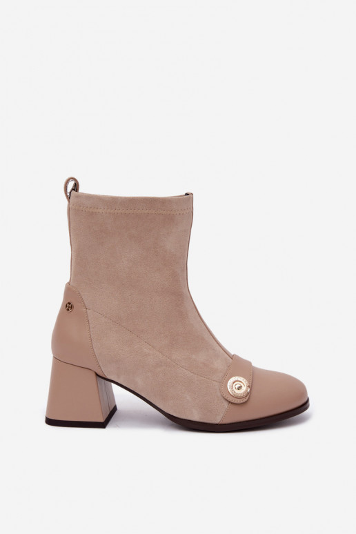 Bottines en cuir pour femmes Klocke Tai turiciejka K7819-04 en sable