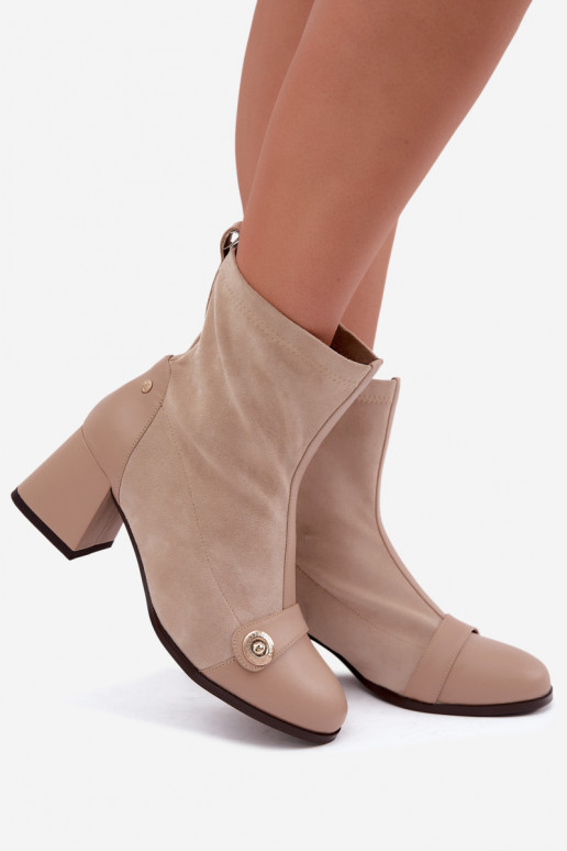 Bottines en cuir pour femmes Klocke Tai turiciejka K7819-04 en sable