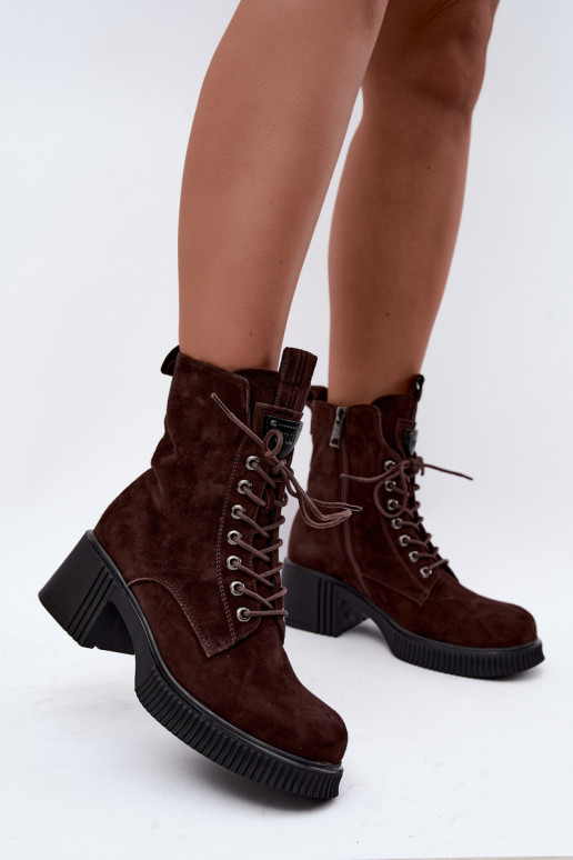Bottines en daim isolées Klocke Tai turiciejka K7675-29 en chocolat