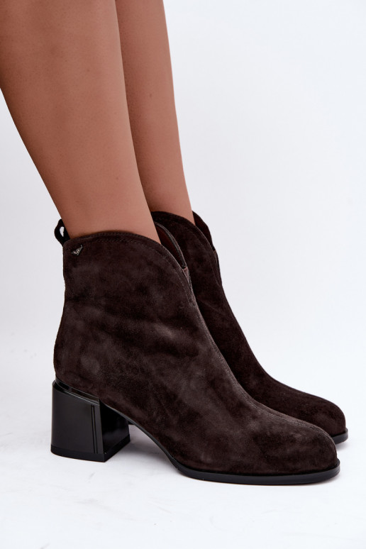 Bottes en suédine à talons Vinceza 91178 chocolat