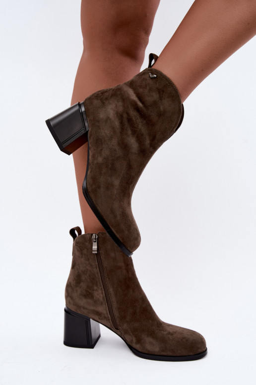 Bottes en suédine à talons Vinceza 91178 kaki