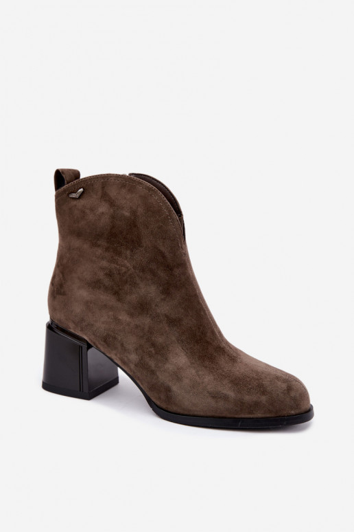 Bottes en suédine à talons Vinceza 91178 kaki