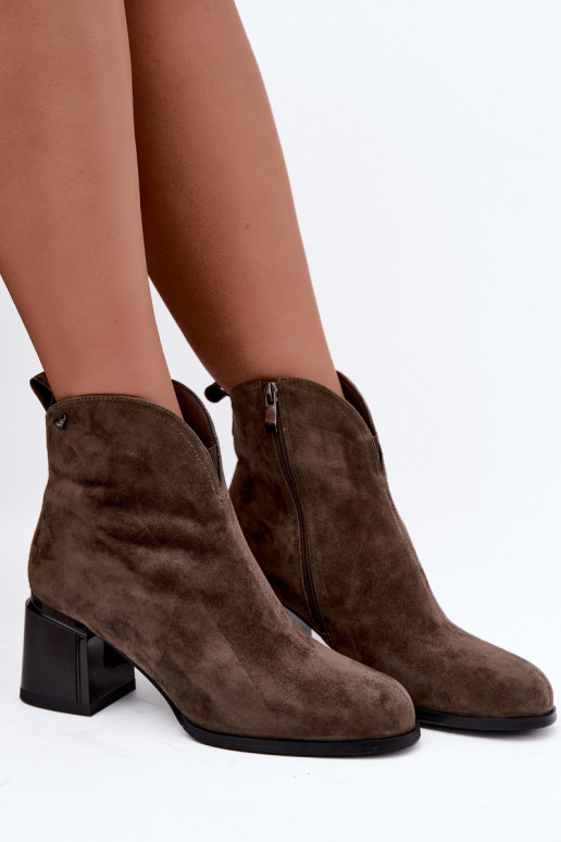 Bottes en suédine à talons Vinceza 91178 kaki