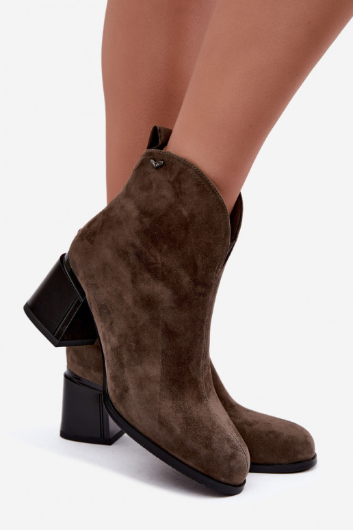 Bottes en suédine à talons Vinceza 91178 kaki