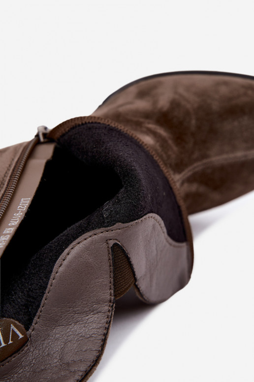 Bottes en suédine à talons Vinceza 91178 kaki