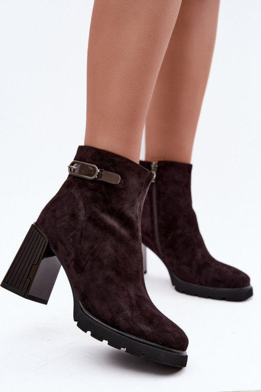 Bottines isolées en suédine avec talons Vinceza 91172 chocolat