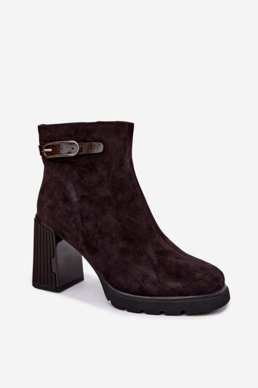 Bottines isolées en suédine avec talons Vinceza 91172 chocolat