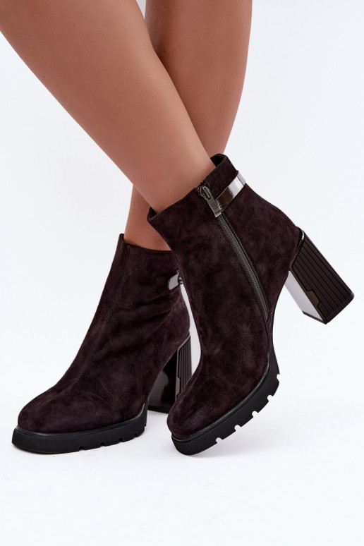 Bottines isolées en suédine avec talons Vinceza 91172 chocolat