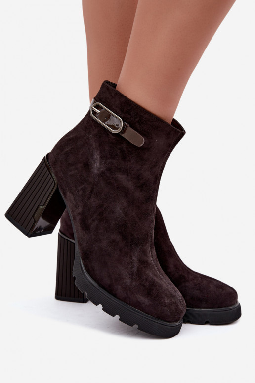Bottines isolées en suédine avec talons Vinceza 91172 chocolat