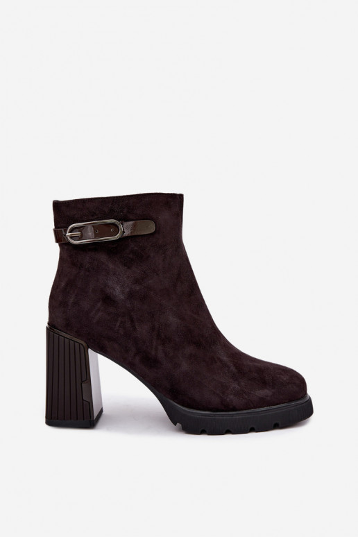 Bottines isolées en suédine avec talons Vinceza 91172 chocolat
