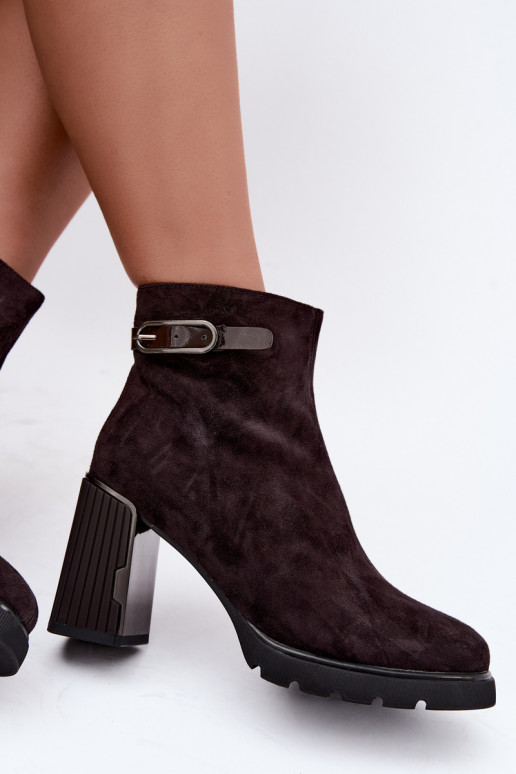 Bottines isolées en suédine avec talons Vinceza 91172 chocolat