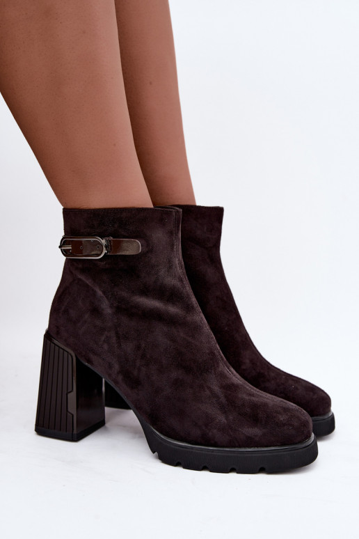 Bottines isolées en suédine avec talons Vinceza 91172 chocolat