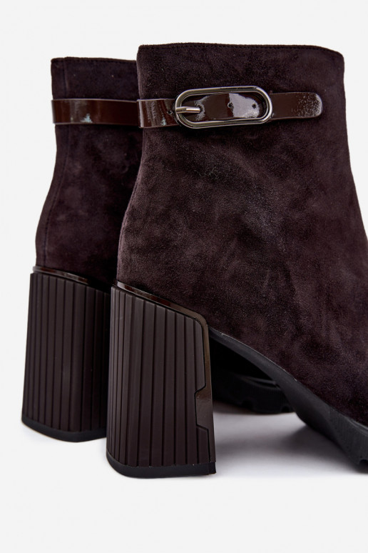Bottines isolées en suédine avec talons Vinceza 91172 chocolat