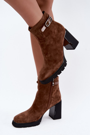 Bottines isolées en suédine avec talons Vinceza 91172 marron