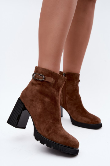 Bottines isolées en suédine avec talons Vinceza 91172 marron 2