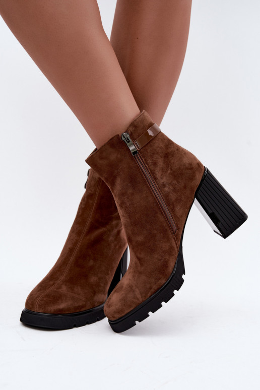 Bottines isolées en suédine avec talons Vinceza 91172 marron