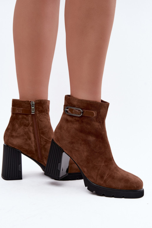 Bottines isolées en suédine avec talons Vinceza 91172 marron