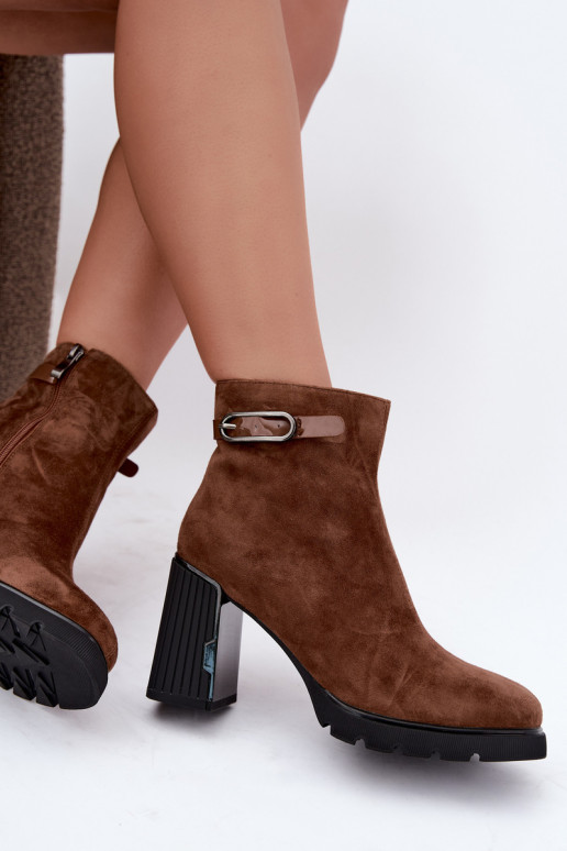Bottines isolées en suédine avec talons Vinceza 91172 marron