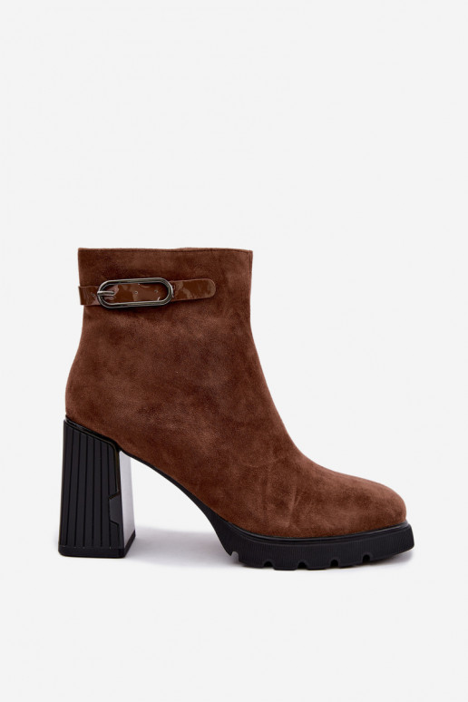 Bottines isolées en suédine avec talons Vinceza 91172 marron