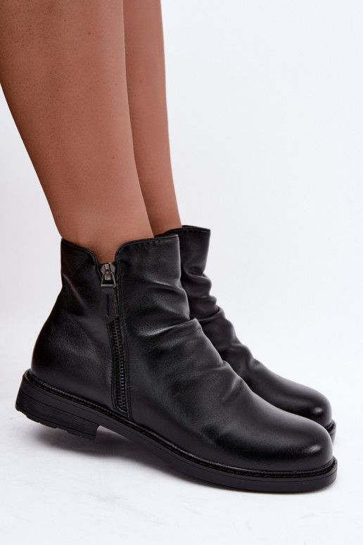 Bottines isolées avec volants et talons larges Vinceza 58683 noir
