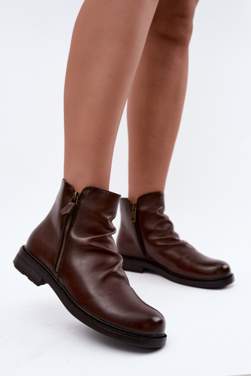 Bottines isolées avec volants et talons larges Vinceza 58683 marron