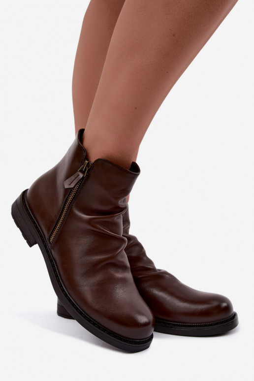 Bottines isolées avec volants et talons larges Vinceza 58683 marron