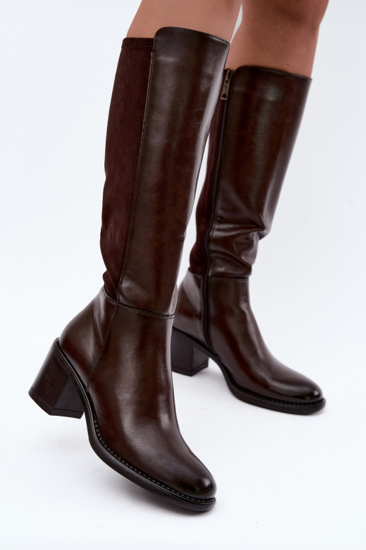 Bottes longues isolées avec talons Vinceza 58652 chocolat