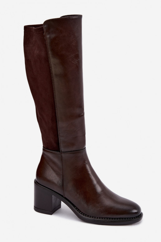 Bottes longues isolées avec talons Vinceza 58652 chocolat