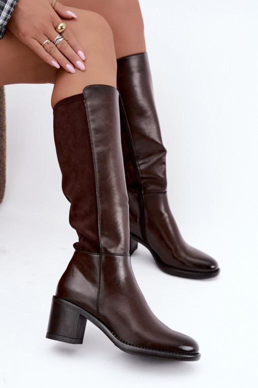 Bottes longues isolées avec talons Vinceza 58652 chocolat