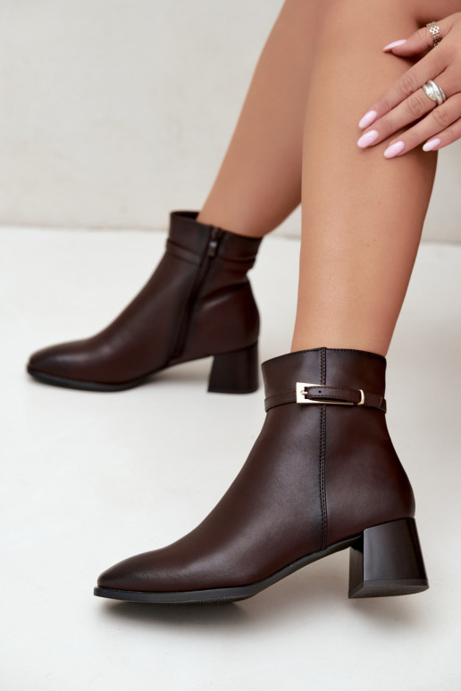Bottines isolées pour femmes avec boucles Sergio Leone BT-34 chocolat
