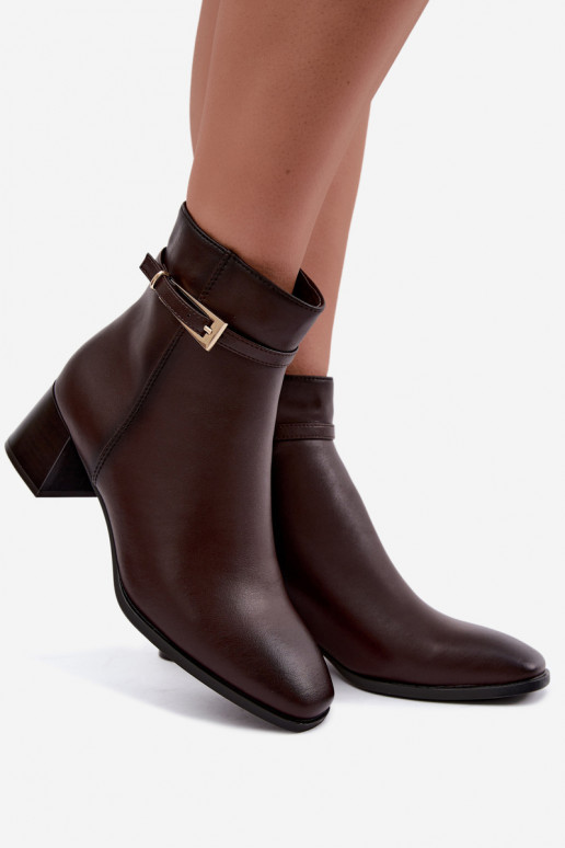 Bottines isolées pour femmes avec boucles Sergio Leone BT-34 chocolat