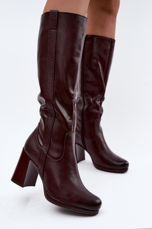Bottes longues isolées avec talons bordeaux Alessa