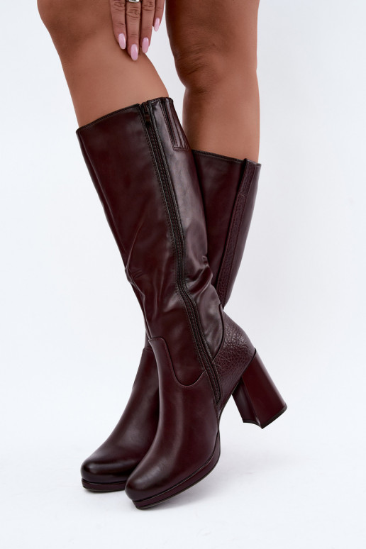 Bottes longues isolées avec talons bordeaux Alessa