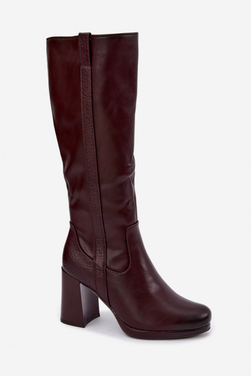 Bottes longues isolées avec talons bordeaux Alessa