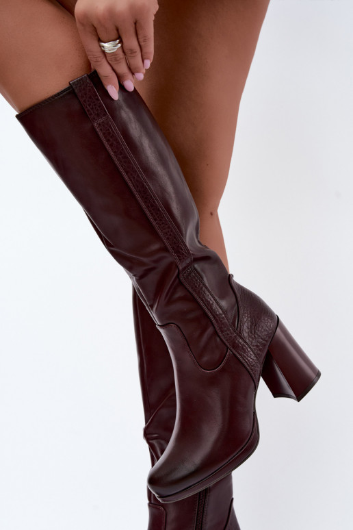 Bottes longues isolées avec talons bordeaux Alessa