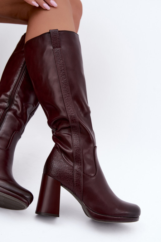 Bottes longues isolées avec talons bordeaux Alessa