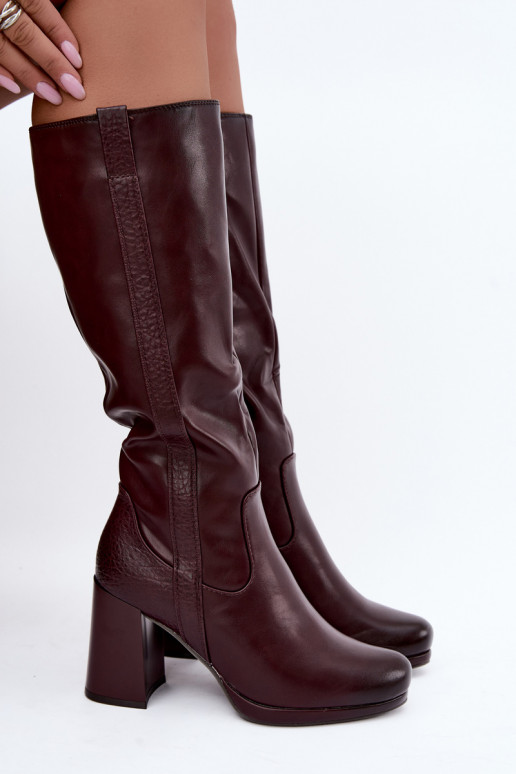 Bottes longues isolées avec talons bordeaux Alessa