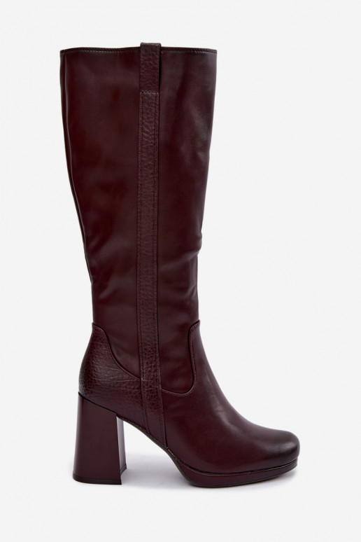 Bottes longues isolées avec talons bordeaux Alessa