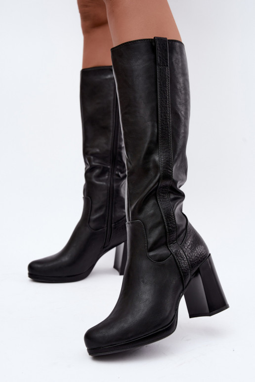 Bottes longues isolées avec talons noir Alessa