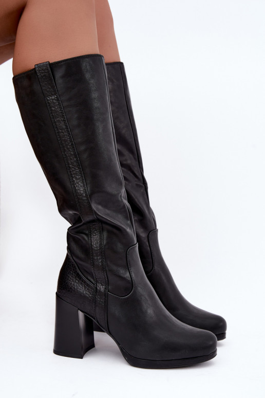 Bottes longues isolées avec talons noir Alessa