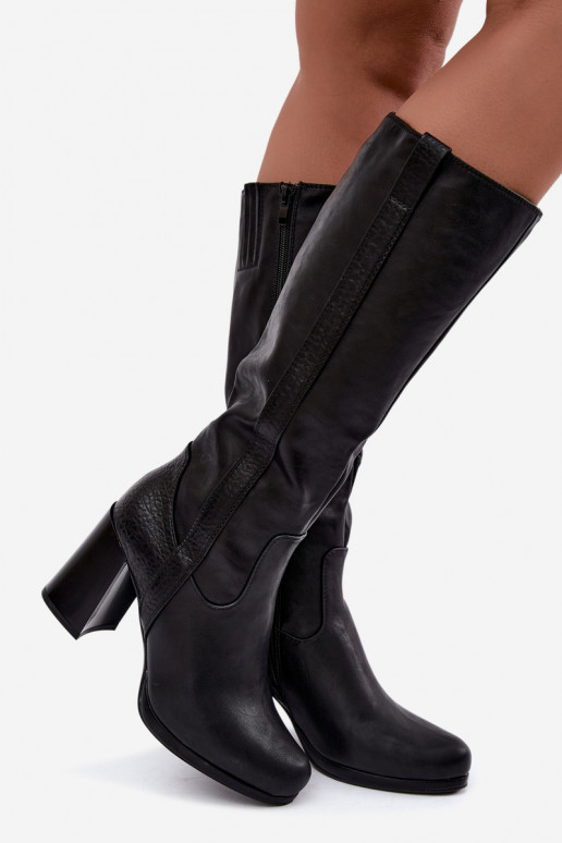 Bottes longues isolées avec talons noir Alessa