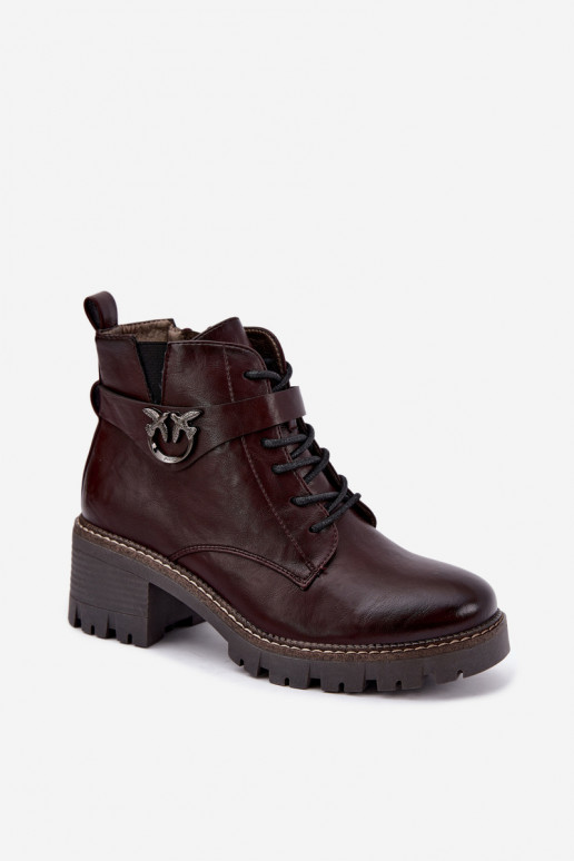 Bottines pour femmes chaudes en bordeaux Calielle