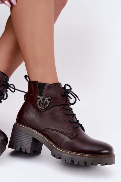 Bottines pour femmes chaudes en bordeaux Calielle