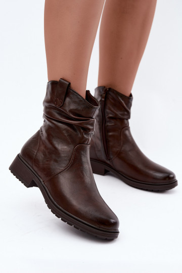 Bottines pour femmes chaudes avec plis en chocolat 2