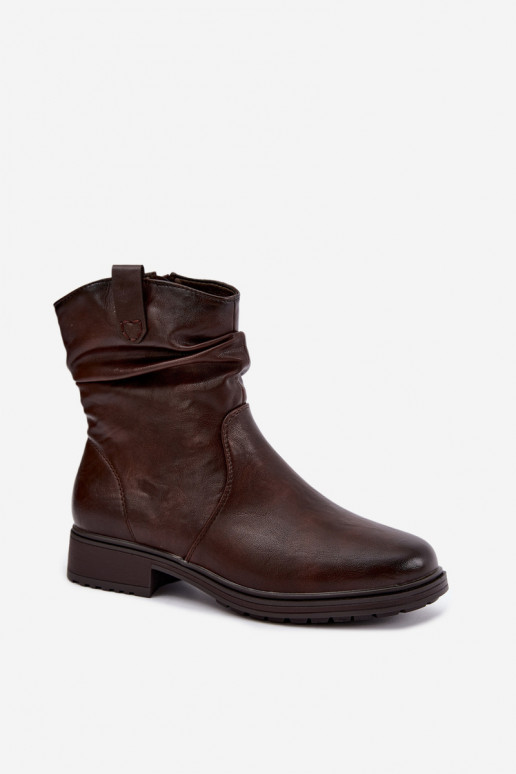 Bottines pour femmes chaudes avec plis en chocolat