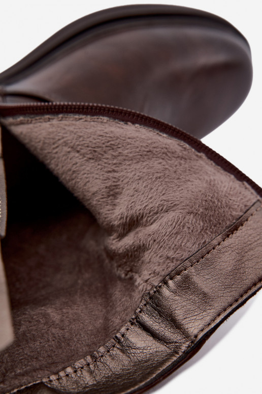 Bottines pour femmes chaudes avec plis en chocolat