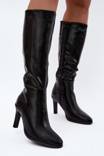Bottes hautes pour femmes chaudes à talons en noir Rosmella