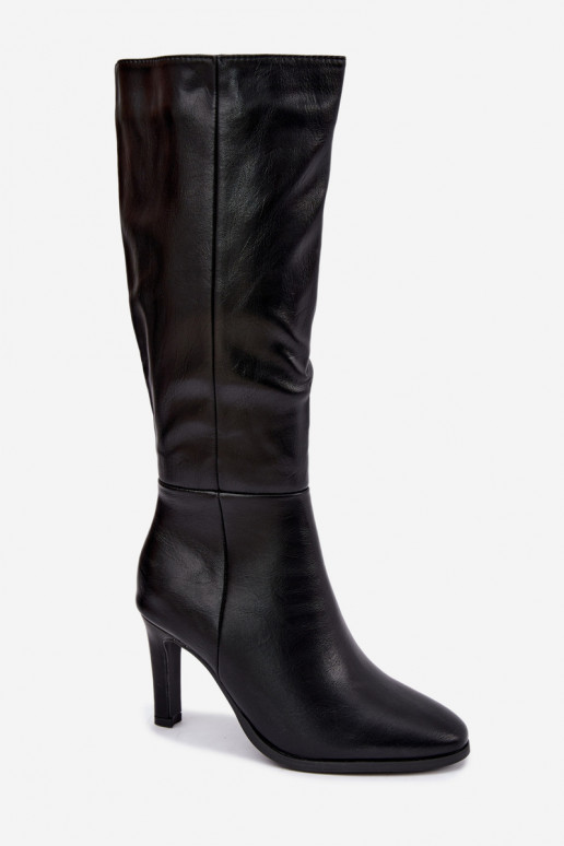 Bottes hautes pour femmes chaudes à talons en noir Rosmella